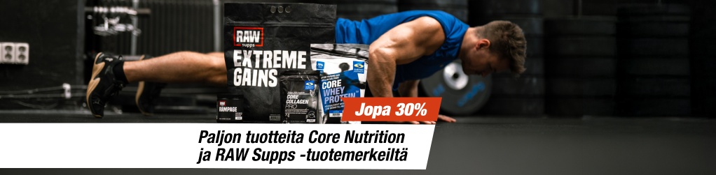 Black Week! Paljon tuotteita Core Nutrition ja RAW Supps -tuotemerkeilt jopa 30 %